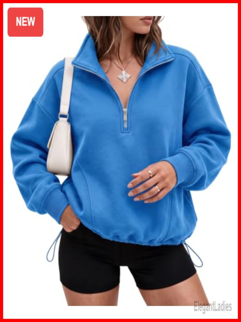 Womens Oversized Fleece Half Zip Sweatshirt Pullover